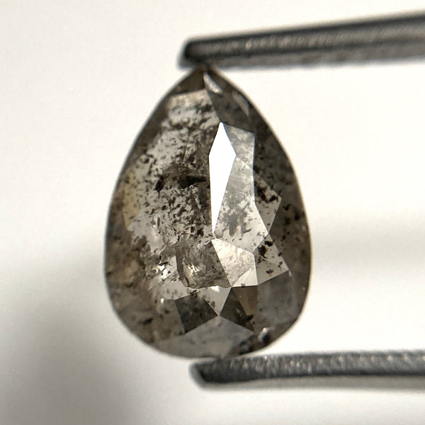 1.59 Ct Pear Shape natural loose diamond, salt and pepper diamond, 9.08 mm x 6.32 mm x 3.18 mm rose-cut pear shape natural diamond SJ103-32