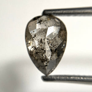 1.59 Ct Pear Shape natural loose diamond, salt and pepper diamond, 9.08 mm x 6.32 mm x 3.18 mm rose-cut pear shape natural diamond SJ103-32