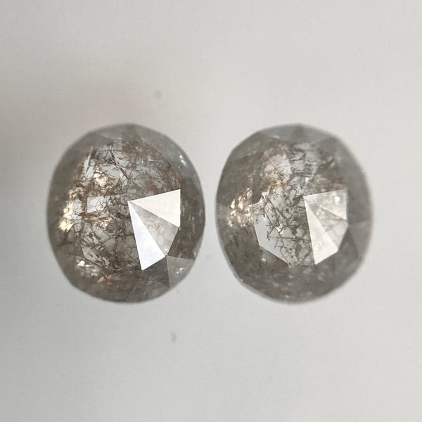 1.47 Ct Pair Oval Shape Fancy Grey Rose cut Natural Diamond, 6.28 mm x 5.42 mm x 2.64 mm Beautiful sparkling perfect for Ring SJ28/56