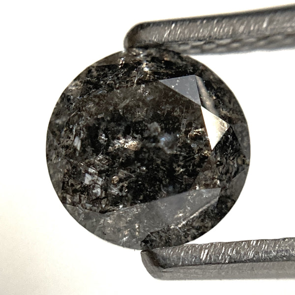 1.06 Ct Round Brilliant Cut Natural Salt and Pepper Diamond, 6.01 mm x 4.31 mm Gray and black Loose Diamonds, Natural Loose Diamond SJ103-39