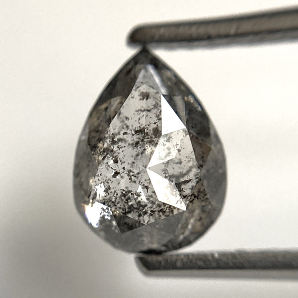 1.39 Ct Pear Shape natural loose diamond, 8.09 mm x 5.93 mm x 3.40 mm, salt and pepper diamond, Pear shape natural diamond SJ103-48