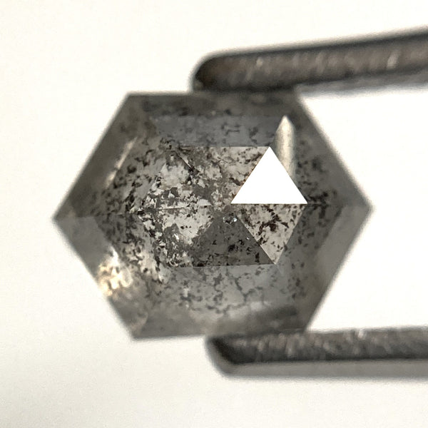 1.02 Ct Hexagon shape salt and pepper natural loose diamond, 6.64 mm x 5.07 mm x 3.50 mm, Hexagonal Natural Diamond SJ103-49