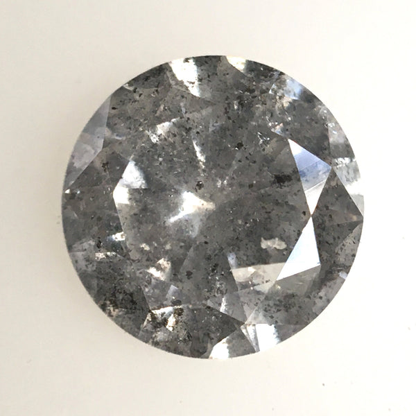 0.58 Ct, Natural Salt and Pepper Diamonds, 5.37 mm x 3.10 mm Round Brilliant Cut Natural Loose Diamond, SJ78-08
