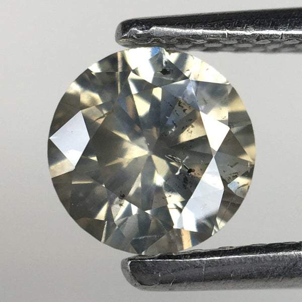 0.65 Ct, Natural Salt and Pepper Diamonds, 5.48 mm x 3.36 mm Round Brilliant Cut Natural Loose Diamond, SJ78-09