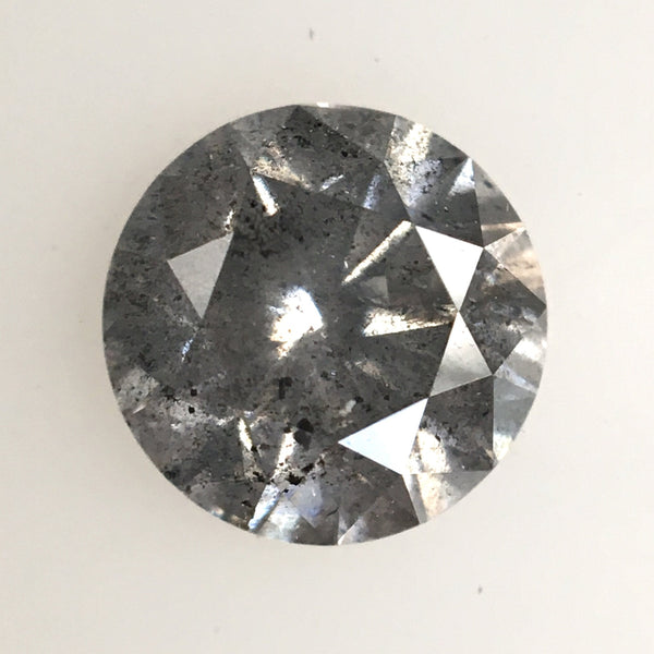 0.66 Ct, Natural Salt and Pepper Diamonds, 5.42 mm x 3.53 mm Round Brilliant Cut Natural Loose Diamond, SJ78-12