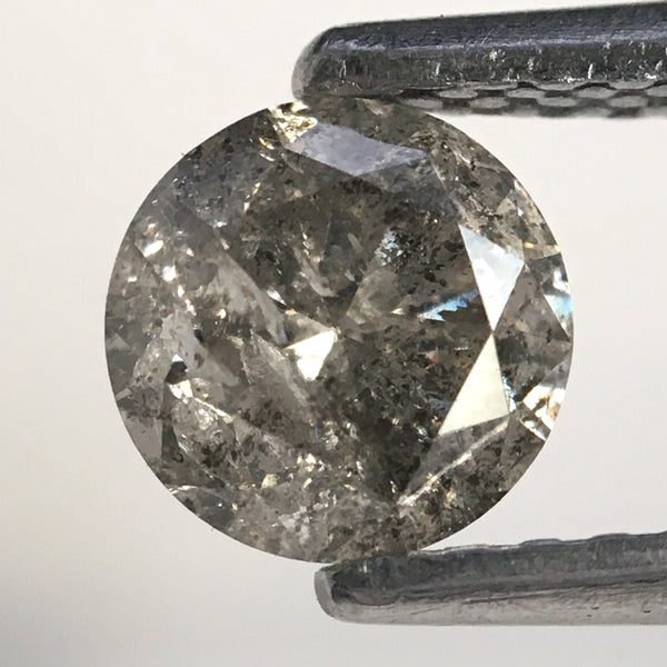 0.70 Ct, Natural Salt and Pepper Diamonds, 5.42 mm x 3.46 mm Round Brilliant Cut Natural Loose Diamond, SJ78-15