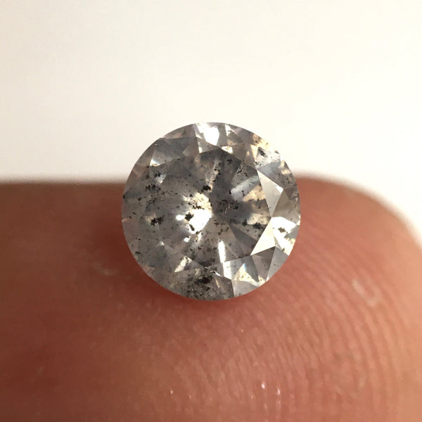 0.58 Ct, Natural Salt and Pepper Diamonds, 5.18 mm x 3.23 mm Round Brilliant Cut Natural Loose Diamond, SJ78-20
