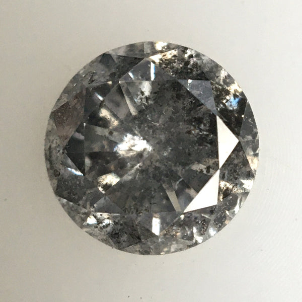 0.48 Ct, Natural Salt and Pepper Diamonds, 4.78 mm x 3.06 mm Round Brilliant Cut Natural Loose Diamond, SJ78-22