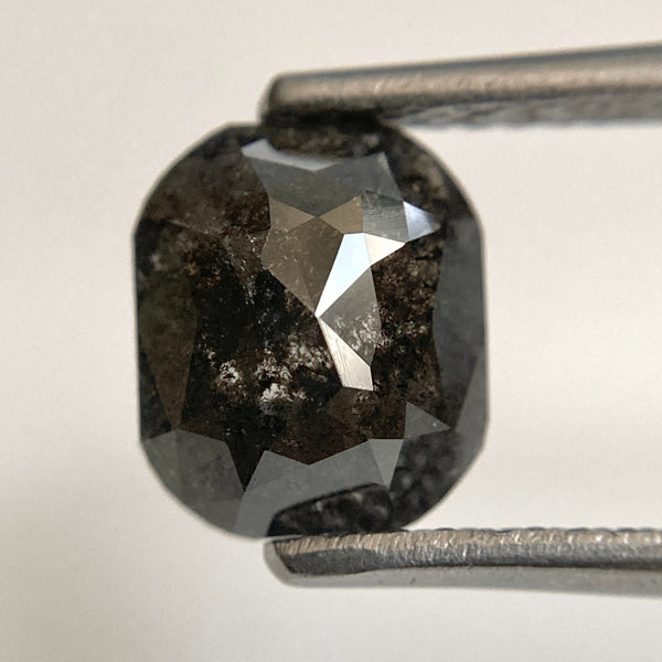 1.46 Ct Natural Oval Shape Dark Grey Transparent Rose cut Diamond, 7.81 mm x 6.70 mm x 3.00 mm Size Rustic Natural Loose Diamond SJ31/31