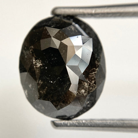 3.21 Ct Natural Loose Diamond Oval Shape Black Grey Rose cut 10.30 mm x 8.70 mm x 3.99 mm Size Rustic Natural Loose Diamond SJ31/35