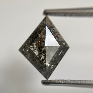 1.51 Ct Salt and Pepper Natural Loose Diamond 11.65 mm X 8.90 mm x 2.90 mm Black Grey Color Kite shape natural diamond SJ30/37