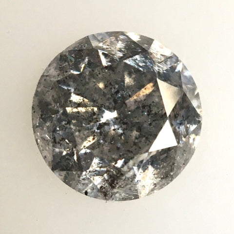 0.50 Ct, Natural Salt and Pepper Diamonds, 4.81 mm x 3.21 mm Round Brilliant Cut Natural Loose Diamond, SJ78-24