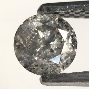 0.52 Ct, Natural Salt and Pepper Diamonds, 4.88 mm x 3.22 mm Round Brilliant Cut Natural Loose Diamond, SJ78-26