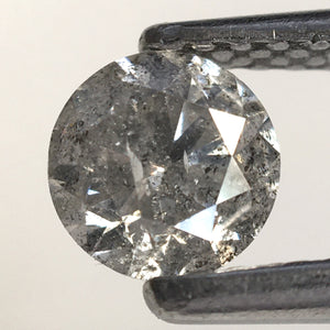 0.51 Ct, Natural Salt and Pepper Diamonds, 4.83 mm x 3.35 mm Round Brilliant Cut Natural Loose Diamond, SJ78-27