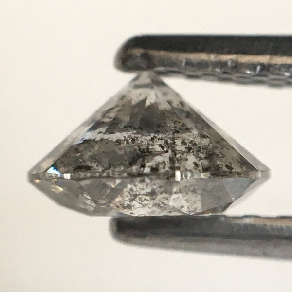 0.73 Ct, Natural Salt and Pepper Diamonds, 5.76 mm x 3.44 mm Round Brilliant Cut Natural Loose Diamond, SJ78-02