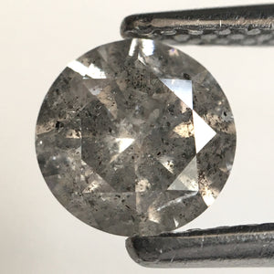 0.73 Ct, Natural Salt and Pepper Diamonds, 5.76 mm x 3.44 mm Round Brilliant Cut Natural Loose Diamond, SJ78-02