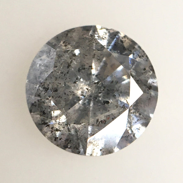 0.72 Ct, Natural Salt and Pepper Diamonds, 5.55 mm x 3.49 mm Round Brilliant Cut Natural Loose Diamond, SJ78-05