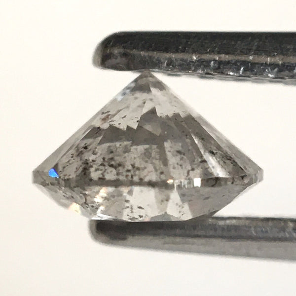 0.60 Ct, Natural Salt and Pepper Diamonds, 5.32 mm x 3.31 mm Round Brilliant Cut Natural Loose Diamond, SJ78-07