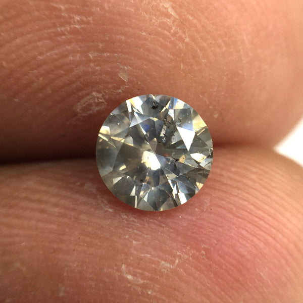 0.65 Ct, Natural Salt and Pepper Diamonds, 5.48 mm x 3.36 mm Round Brilliant Cut Natural Loose Diamond, SJ78-09