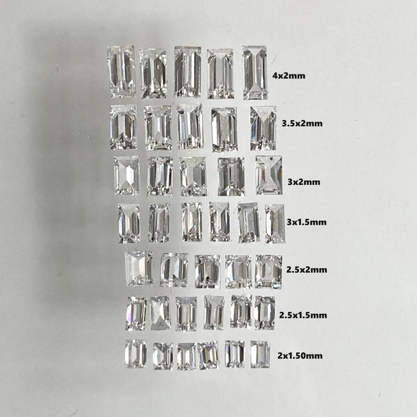 2.00 mm to 4.00 mm Straight Baguette Diamond, 1.00 Ct F-G VS/VVS Rectangular Shaped Lab Grown Diamond, LGD-Baguette1