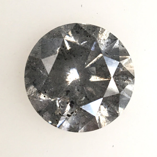 0.66 Ct, Natural Salt and Pepper Diamonds, 5.42 mm x 3.53 mm Round Brilliant Cut Natural Loose Diamond, SJ78-12