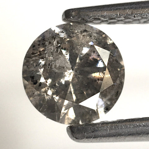0.60 Ct, Natural Salt and Pepper Diamonds, 5.26 mm x 3.22 mm Round Brilliant Cut Natural Loose Diamond, SJ78-19