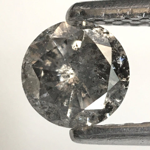 0.48 Ct, Natural Salt and Pepper Diamonds, 4.78 mm x 3.06 mm Round Brilliant Cut Natural Loose Diamond, SJ78-22