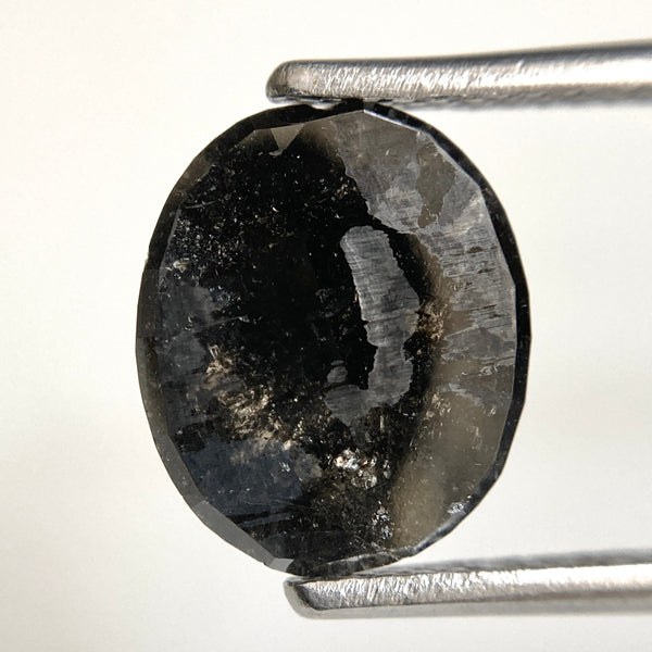 3.21 Ct Natural Loose Diamond Oval Shape Black Grey Rose cut 10.30 mm x 8.70 mm x 3.99 mm Size Rustic Natural Loose Diamond SJ31/35