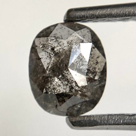 0.65 Ct Oval Shape Dark Grey Transparent Rosecut Natural Diamond, 6.39 mm x 5.30 mm x 2.10 mm Size Rustic Natural Loose Diamond SJ32/03