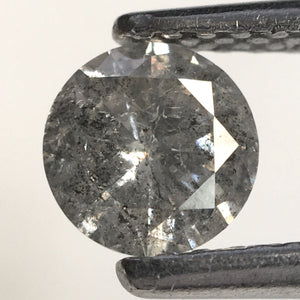 0.46 Ct, Natural Salt and Pepper Diamonds, 4.94 mm x 2.83 mm Round Brilliant Cut Natural Loose Diamond, SJ78-29