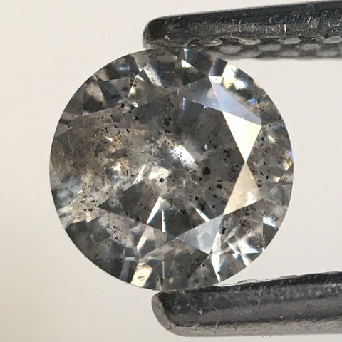 0.46 Ct, Natural Salt and Pepper Diamonds, 4.91 mm x 2.92 mm Round Brilliant Cut Natural Loose Diamond, SJ78-30