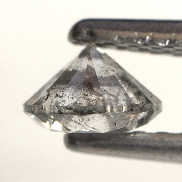 0.46 Ct, Natural Salt and Pepper Diamonds, 4.77 mm x 2.99 mm Round Brilliant Cut Natural Loose Diamond, SJ78-34